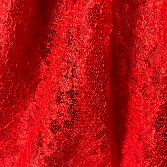 Peachy Kids Girl’s Formal Dress, Size 5, Red Floral Lace, Sash Tie - Picture 4 of 5